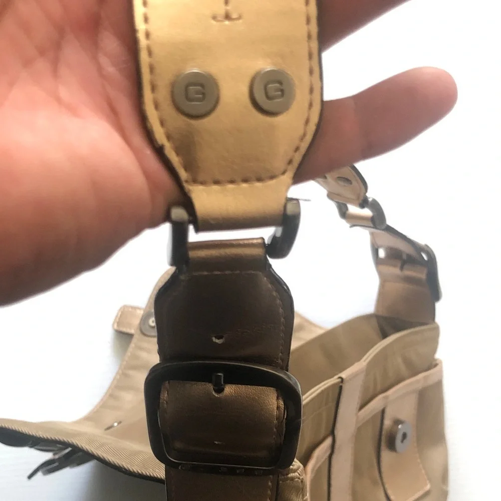 Guess Metallic Gold Shoulder Bag with Buckle Accent - Picture 9 of 10